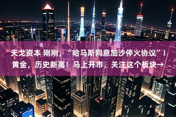 天戈资本 刚刚，“哈马斯同意加沙停火协议”！黄金，历史新高！马上开市，关注这个板块→