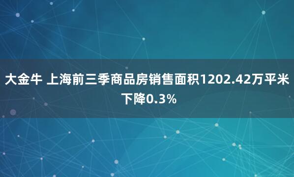 大金牛 上海前三季商品房销售面积1202.42万平米 下降0.3%