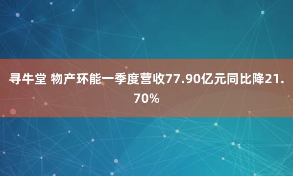 寻牛堂 物产环能一季度营收77.90亿元同比降21.70%
